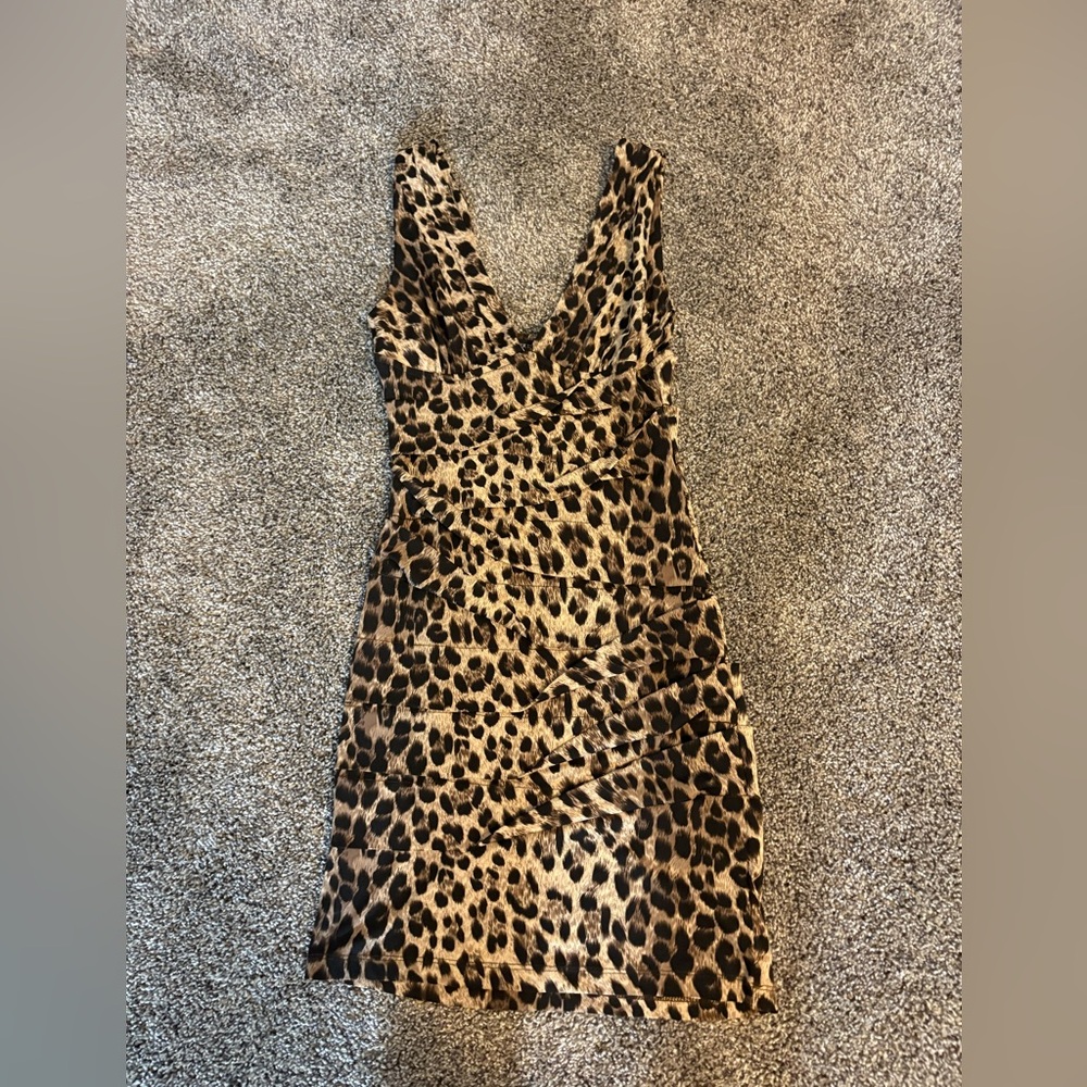 Y2K ruffled cheetah print mini dress